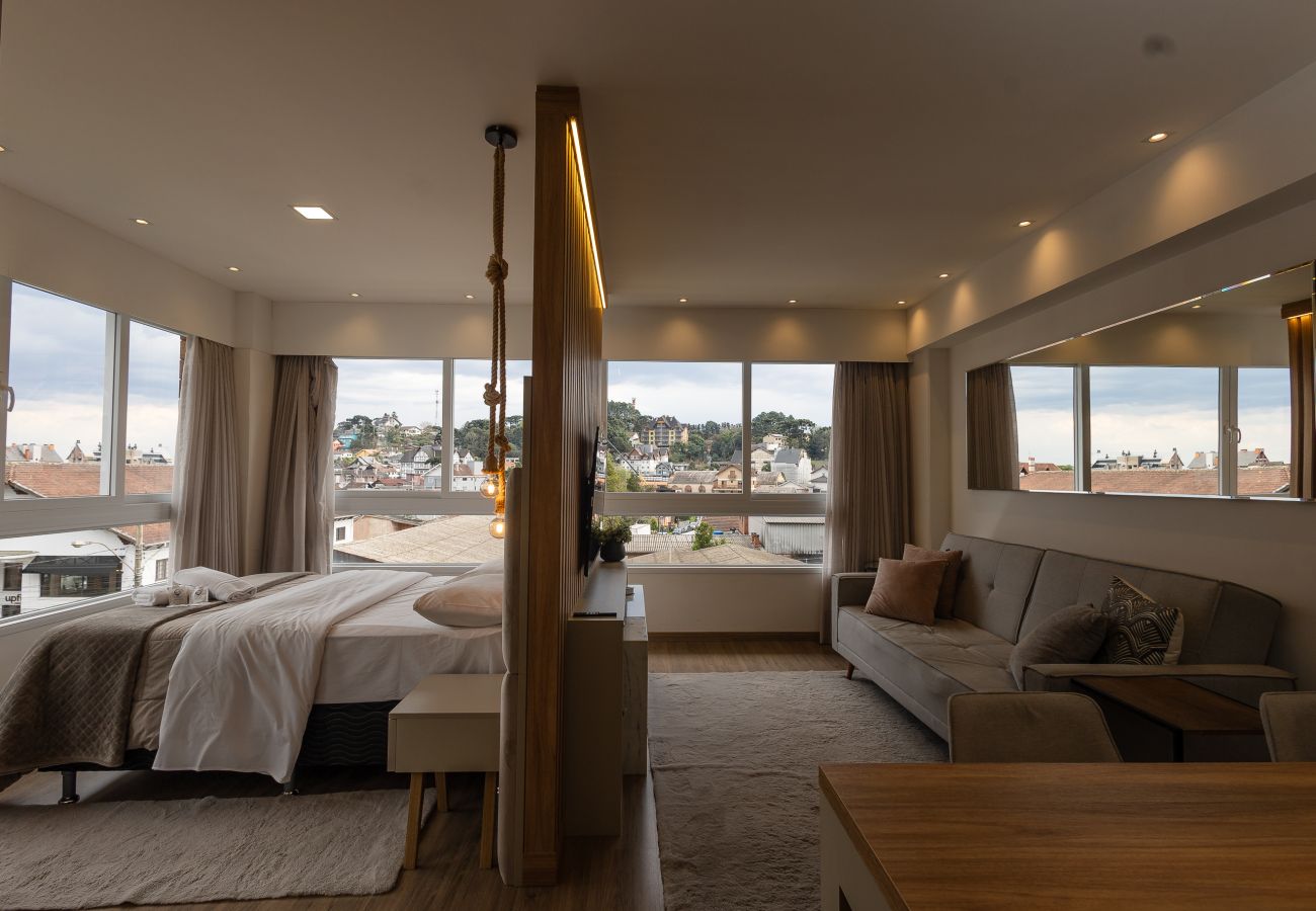 Apartamento em Gramado - Estúdio Moderno na Rua 24h, a 600m da Rua Coberta