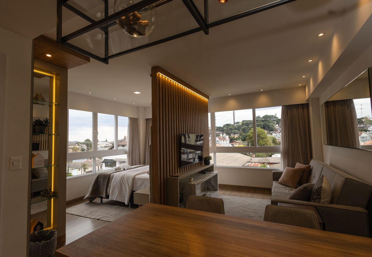 Apartamento em Gramado - Estúdio Moderno na Rua 24h, a 600m da Rua Coberta