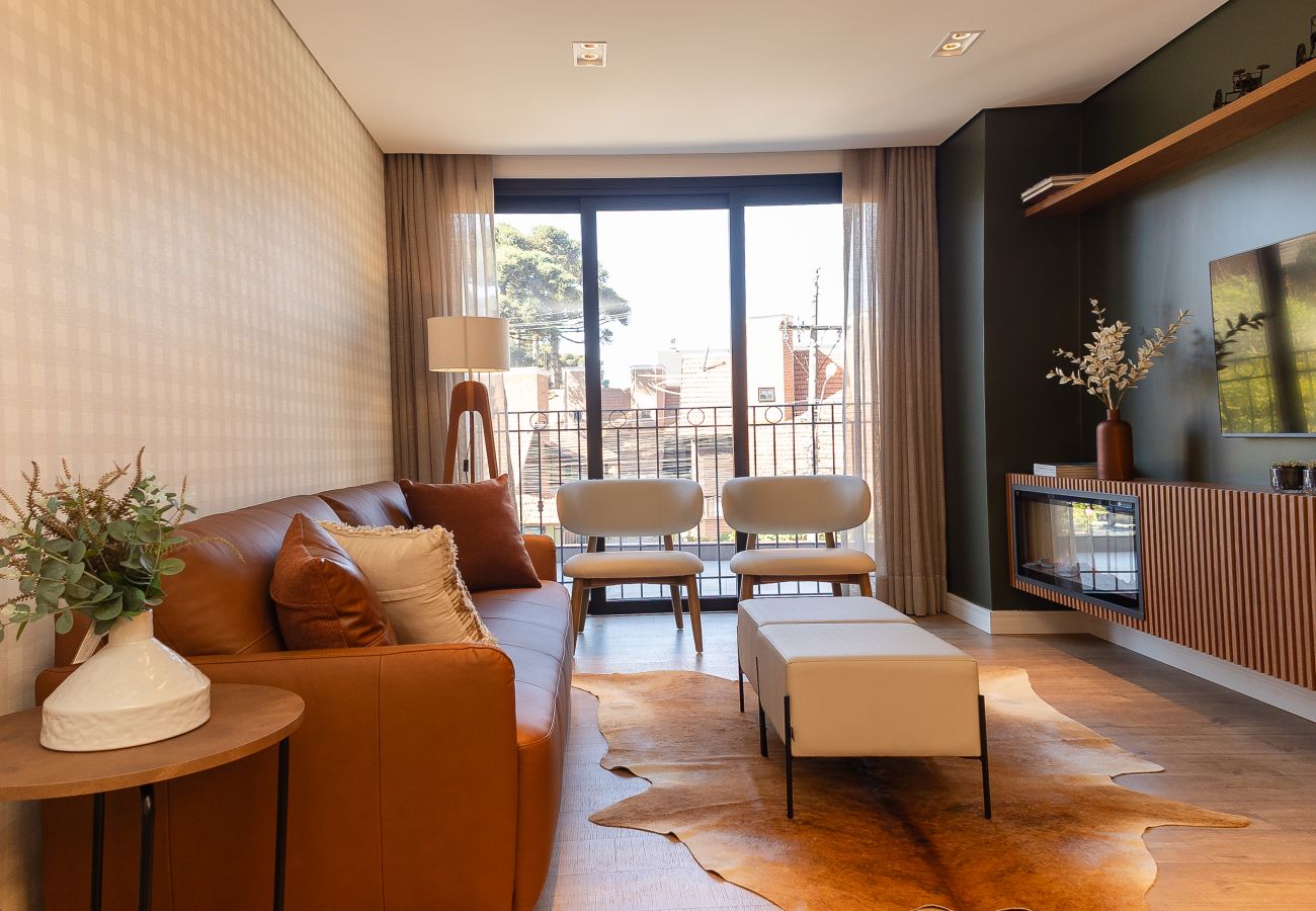 Apartamento em Gramado - NOVO! Apto moderno (2 suítes) a 600m da Rua Coberta!