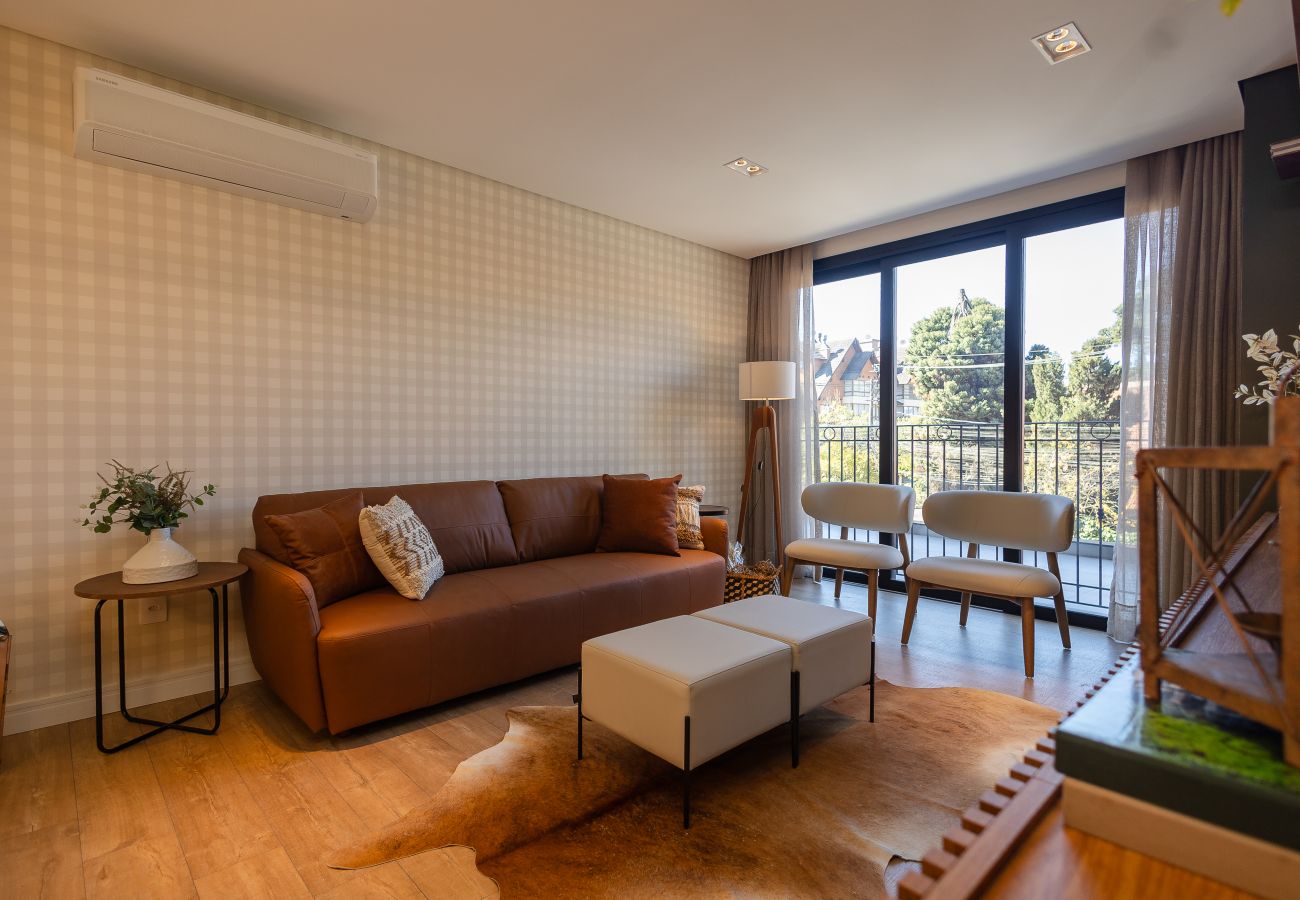 Apartamento em Gramado - NOVO! Apto moderno (2 suítes) a 600m da Rua Coberta!