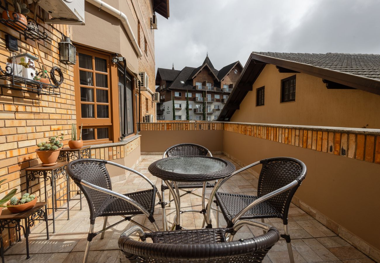 Apartamento em Gramado - NOVO!Apto 2d a 700m da R Coberta! C Super Terraço!