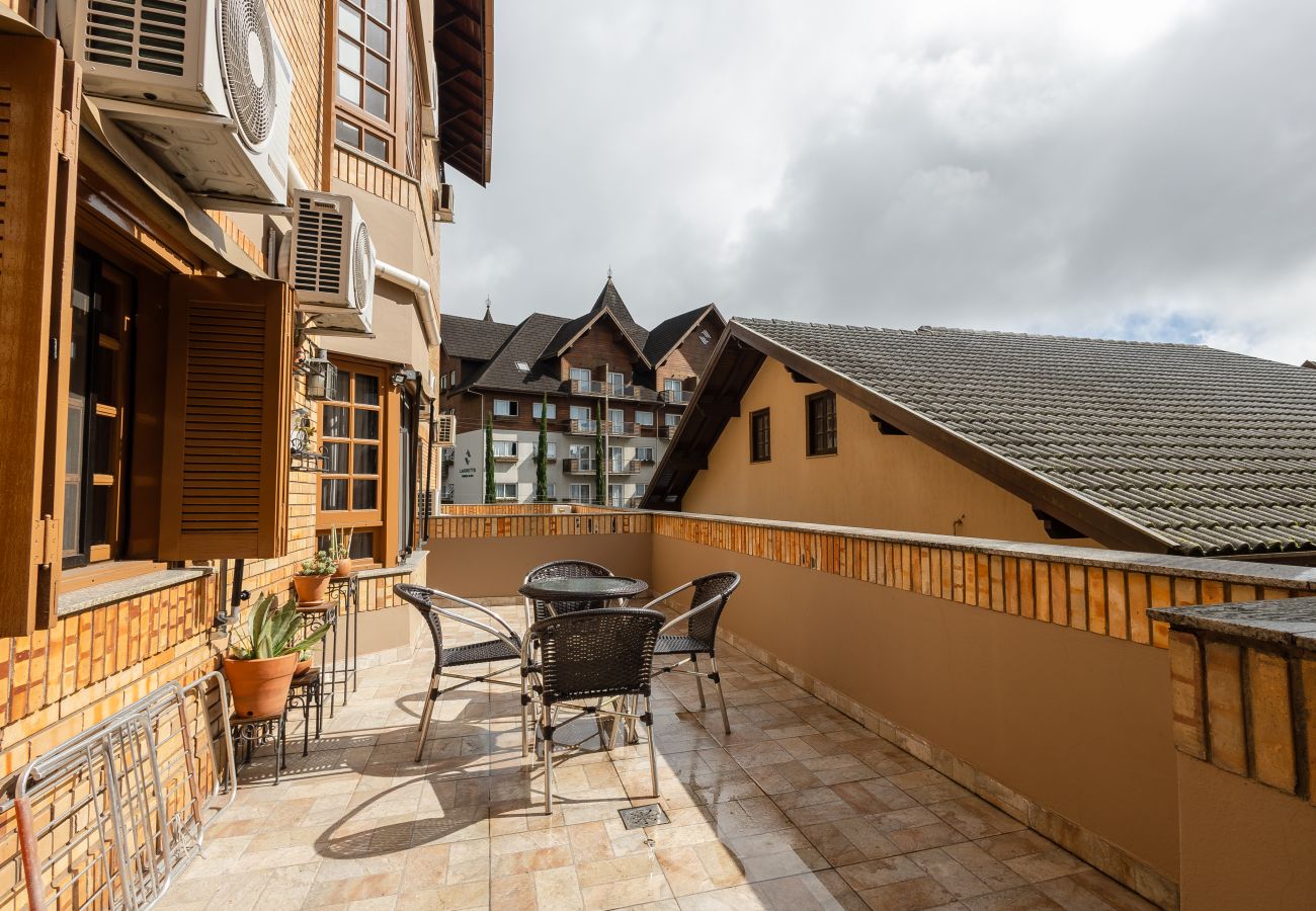 Apartamento em Gramado - NOVO!Apto 2d a 700m da R Coberta! C Super Terraço!